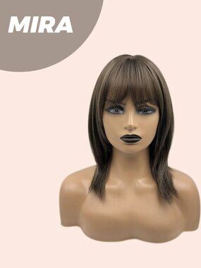 JB Extension Mira Cold Brown 15" Synthetic Wig with Bangs NWT!